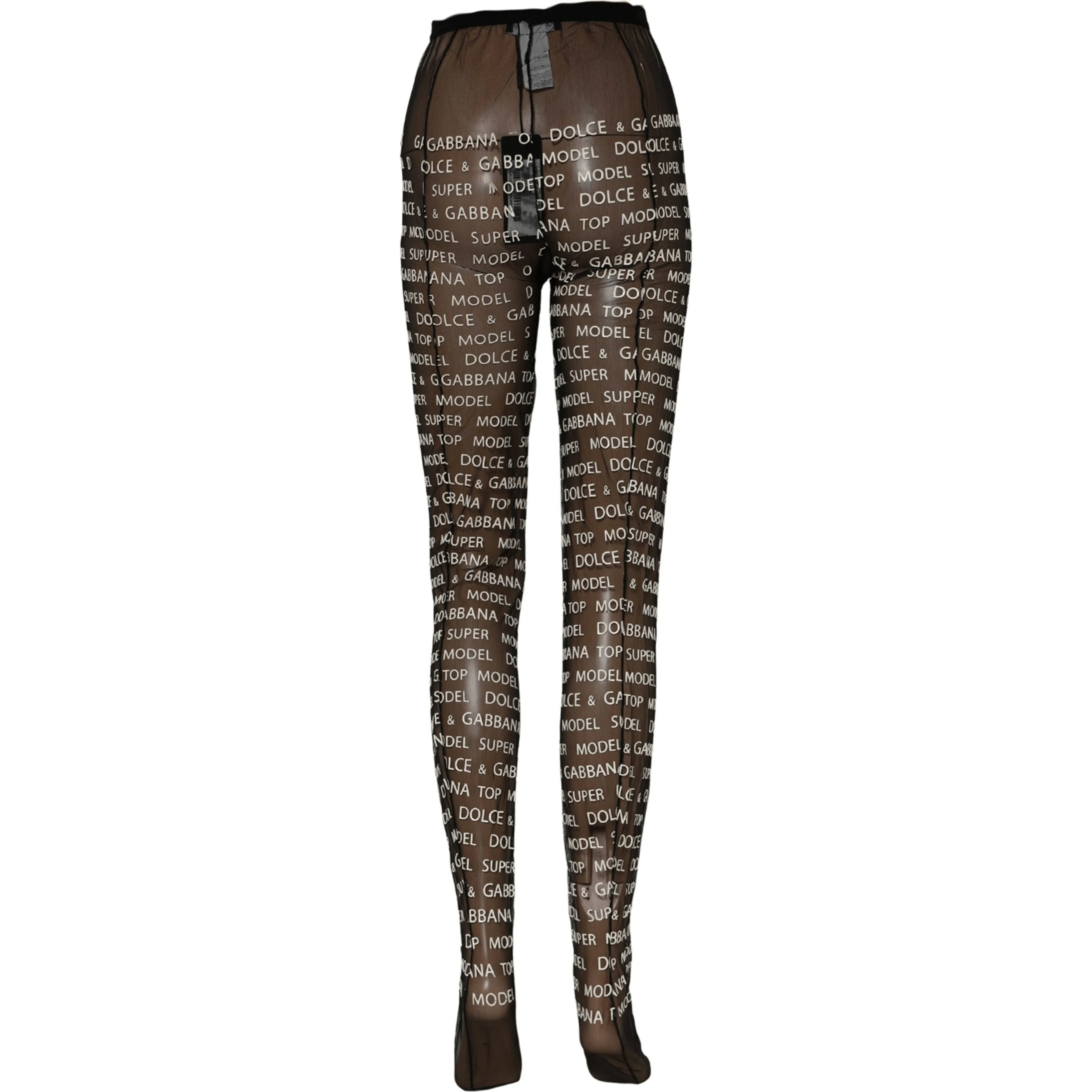 Black White All Over Print Sheer Stretch Tights Socks