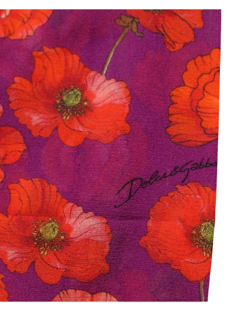 Purple Nylon Floral Print Tights Stockings Socks