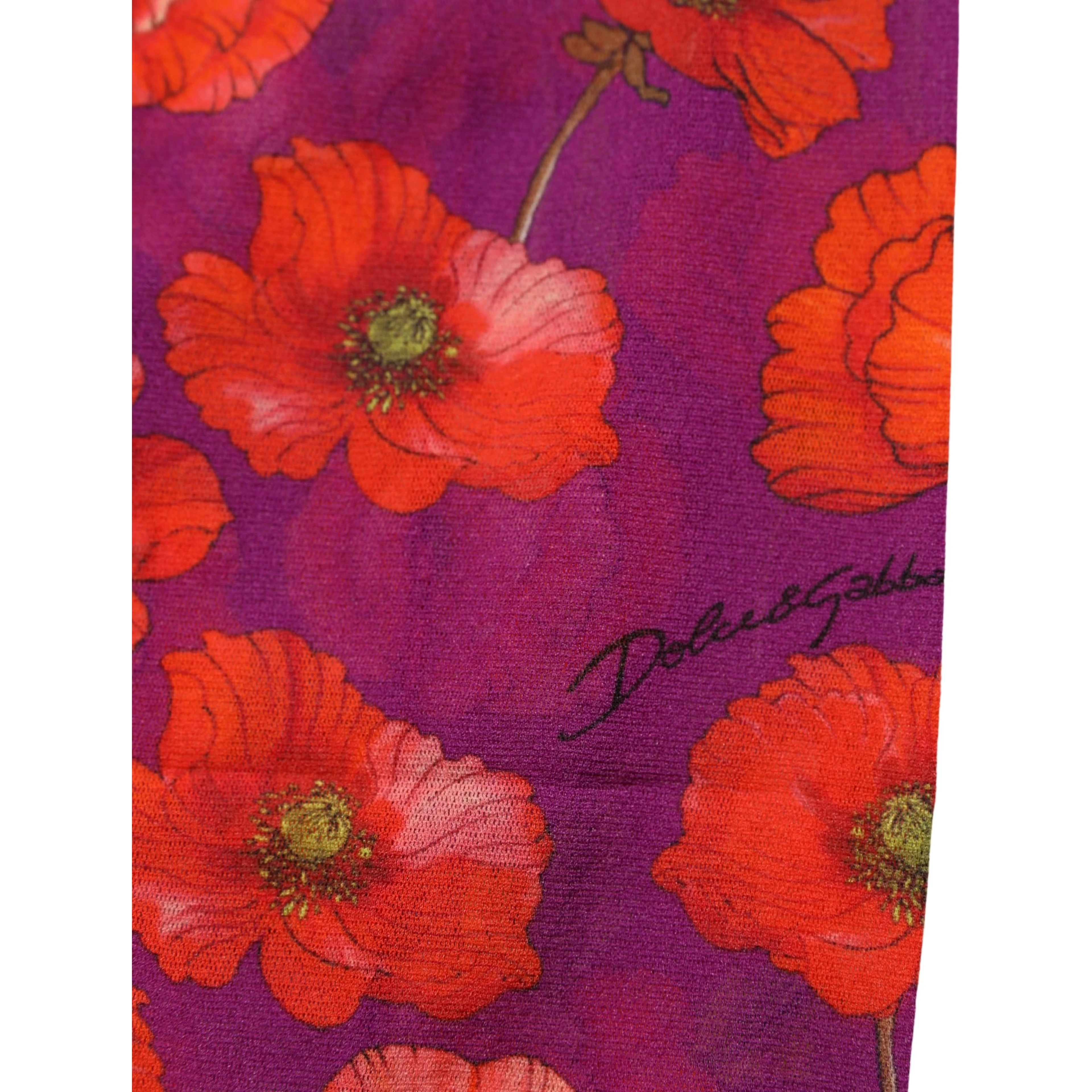 Purple Nylon Floral Print Tights Stockings Socks