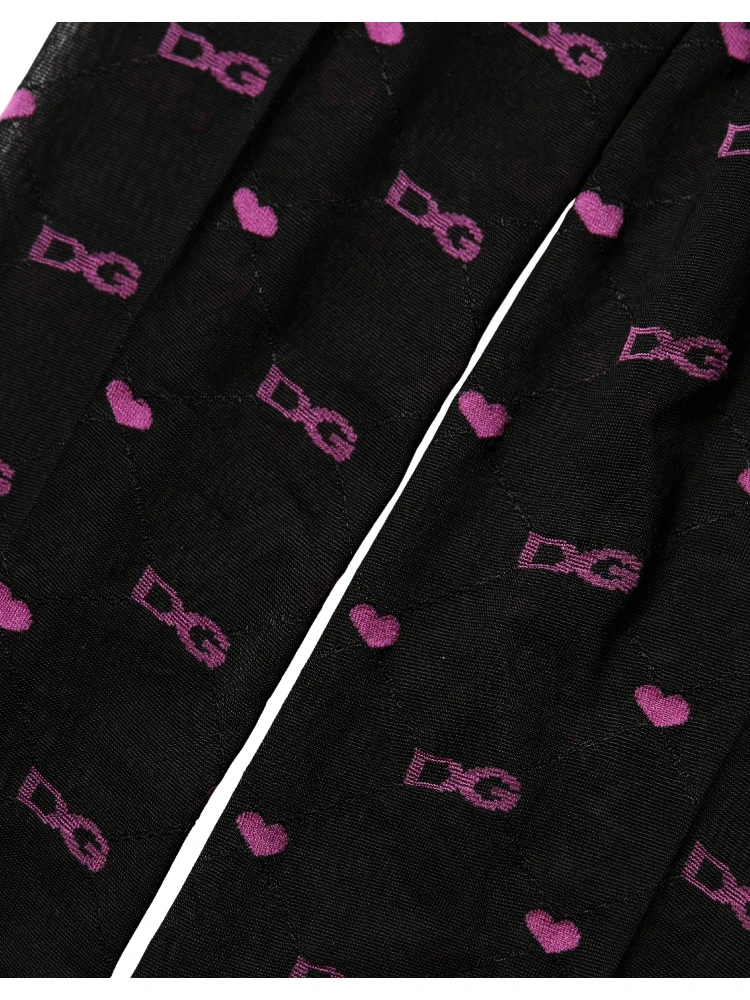 Black Nylon Hearts Tights Stocking Pantyhose Socks