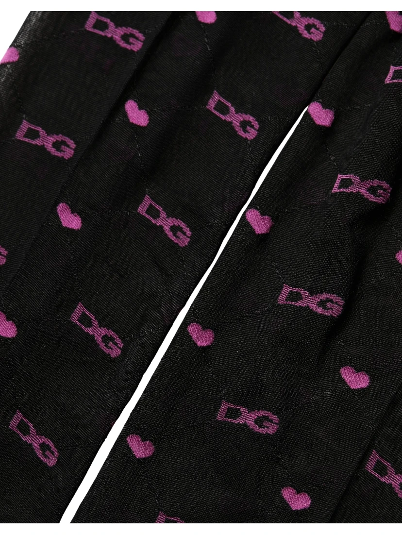 Black Nylon Hearts Tights Stocking Pantyhose Socks