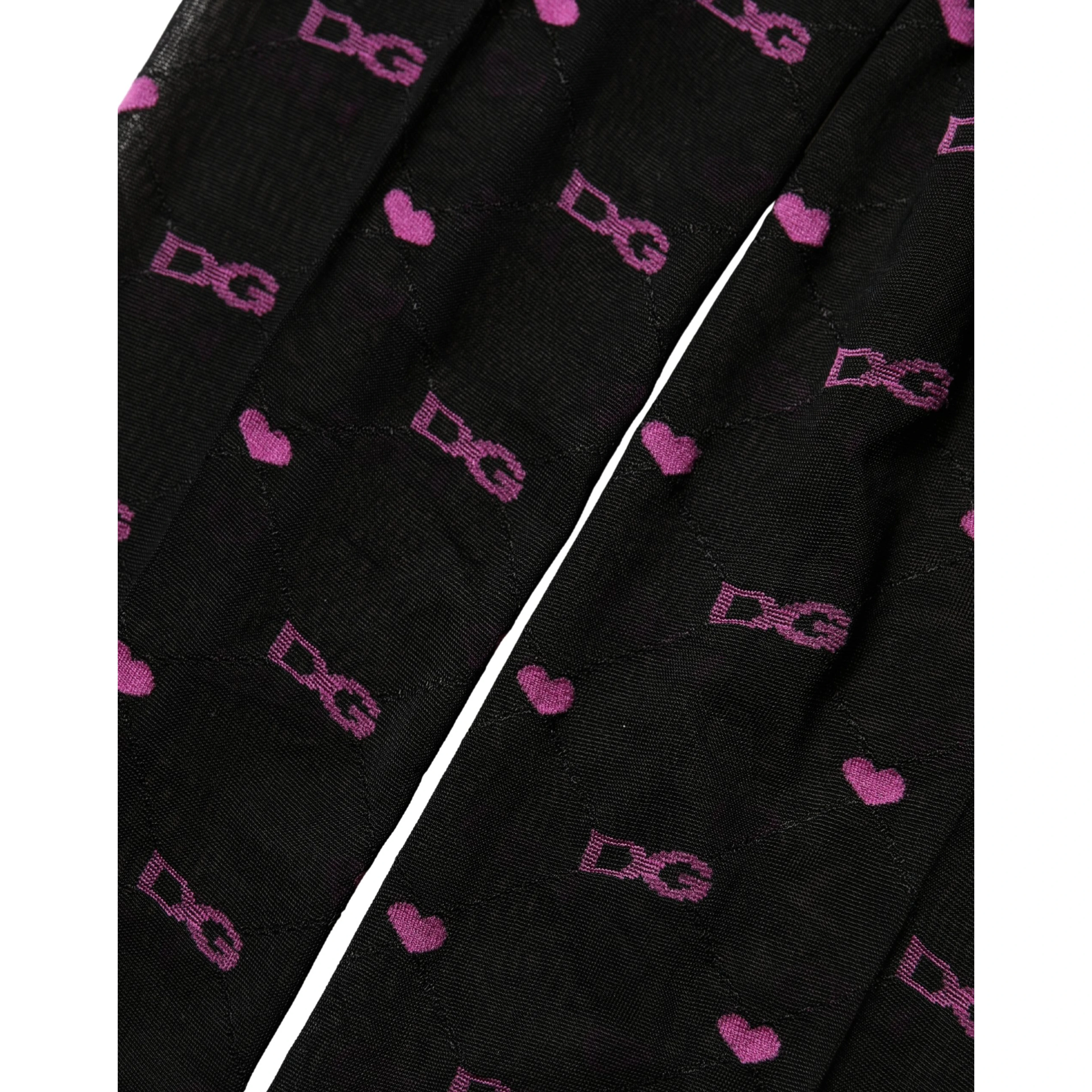 Black Nylon Hearts Tights Stocking Pantyhose Socks