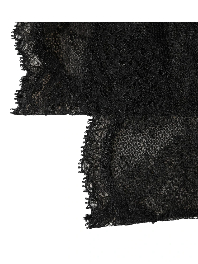 Black Floral Lace Nylon Stretch Knee High Socks