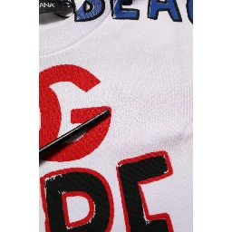 White Graphic Cotton Jersey Cropped T-shirt