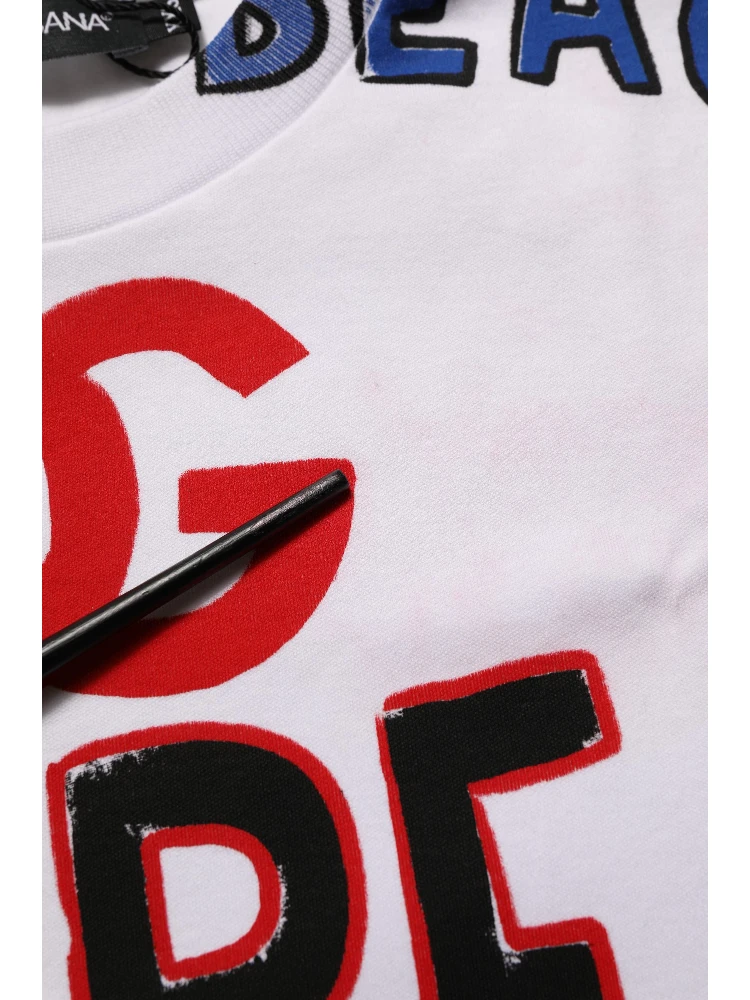 White Graphic Cotton Jersey Cropped T-shirt