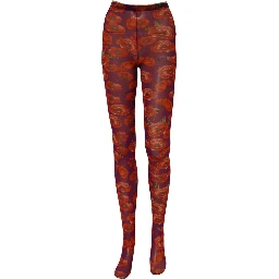 Purple Nylon Floral Print Tights Stockings Socks