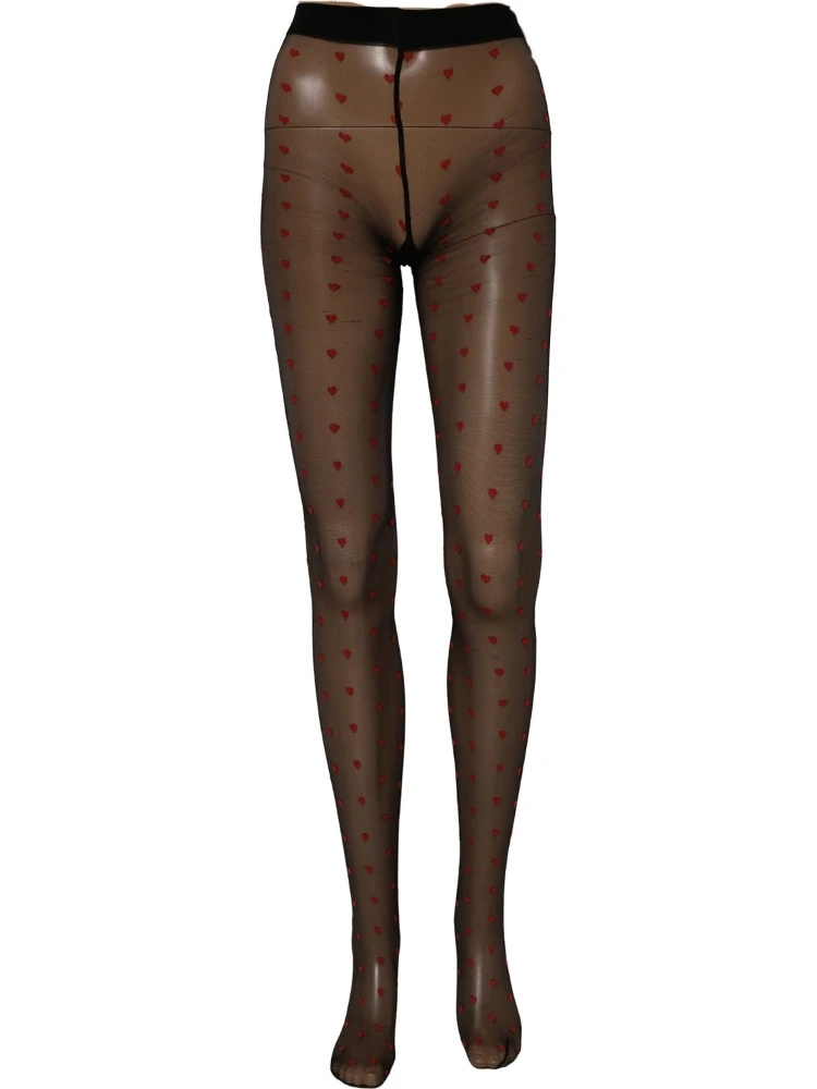 Black Nylon Hearts Tights Stocking Pantyhose Socks alternative