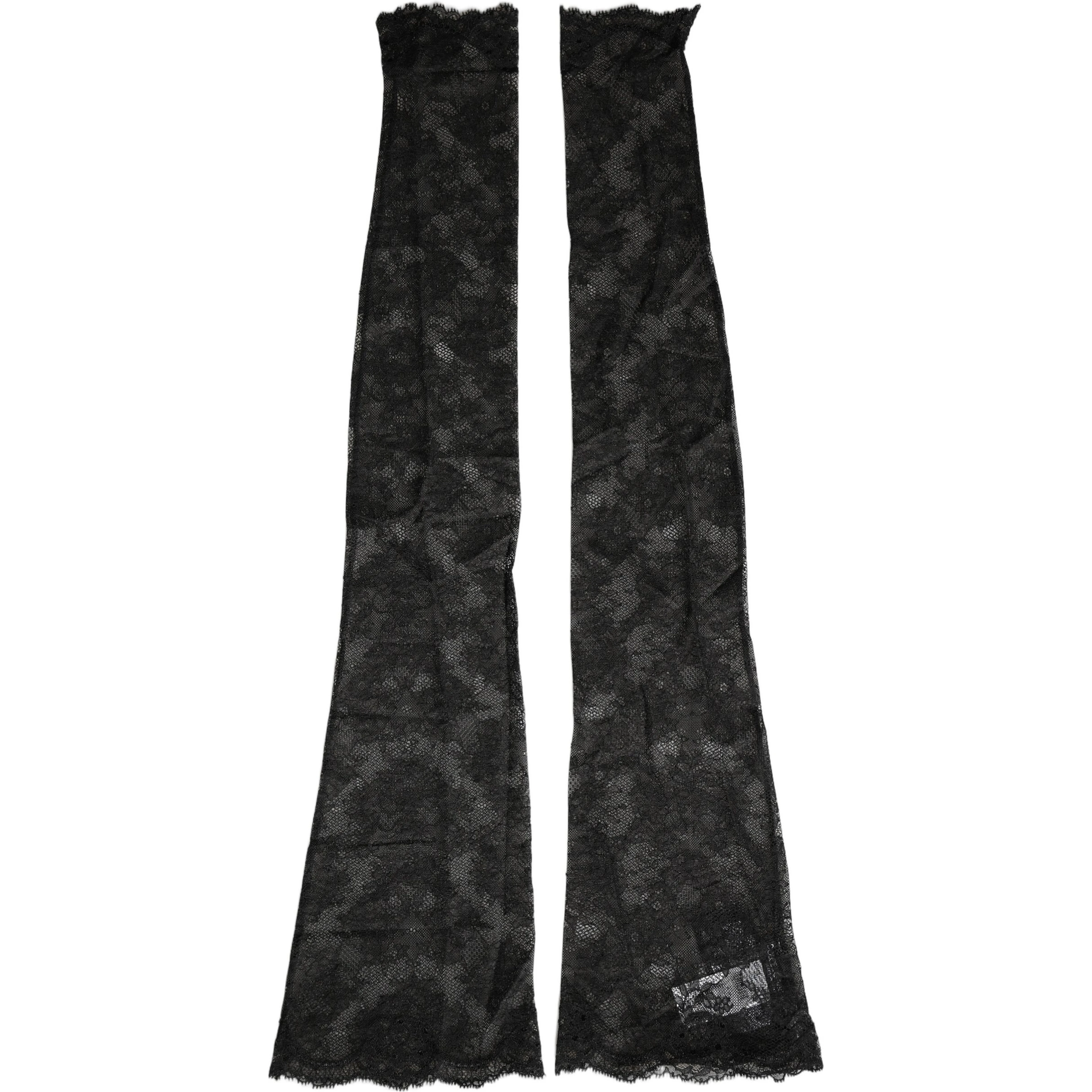 Black Floral Lace Nylon Stretch Knee High Socks
