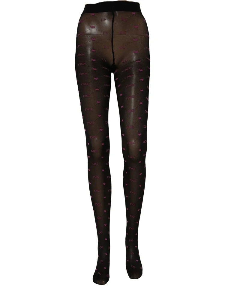 Black Nylon Hearts Tights Stocking Pantyhose Socks alternative