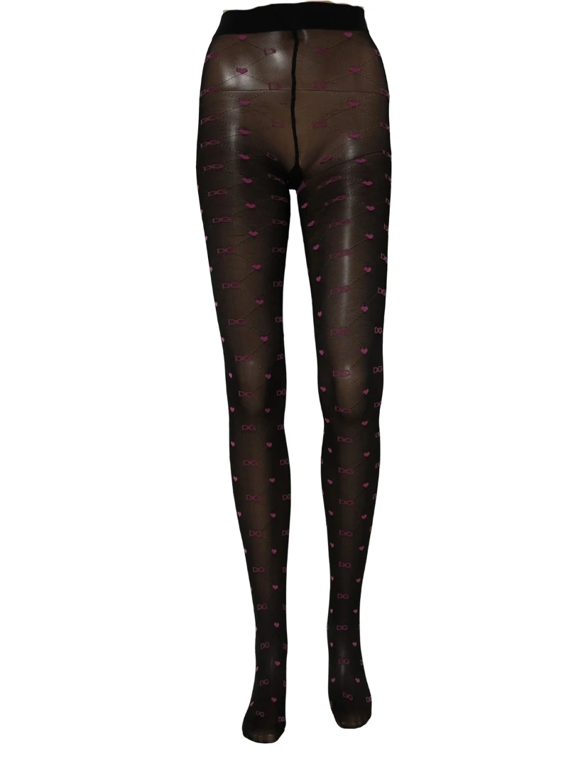 Black Nylon Hearts Tights Stocking Pantyhose Socks