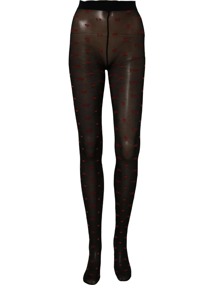 Black Nylon Hearts Tights Stocking Pantyhose Socks alternative
