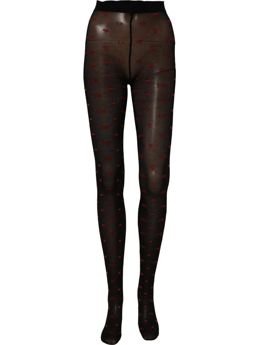 Black Nylon Hearts Tights Stocking Pantyhose Socks