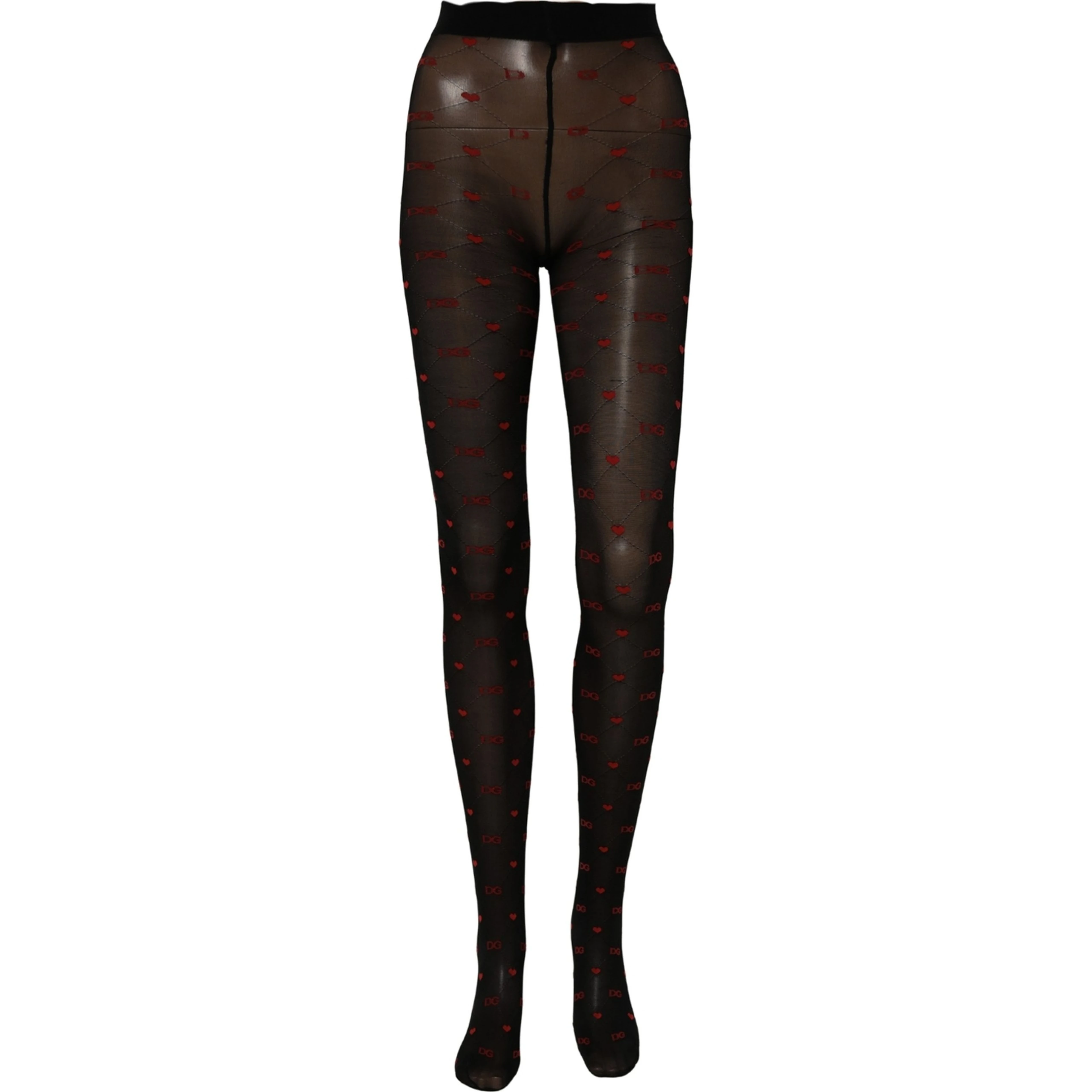 Black Nylon Hearts Tights Stocking Pantyhose Socks