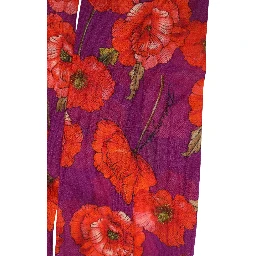 Purple Nylon Floral Print Tights Stockings Socks