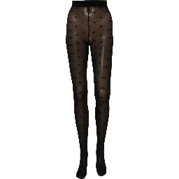 Black Nylon Logo Tights Stocking Pantyhose Socks