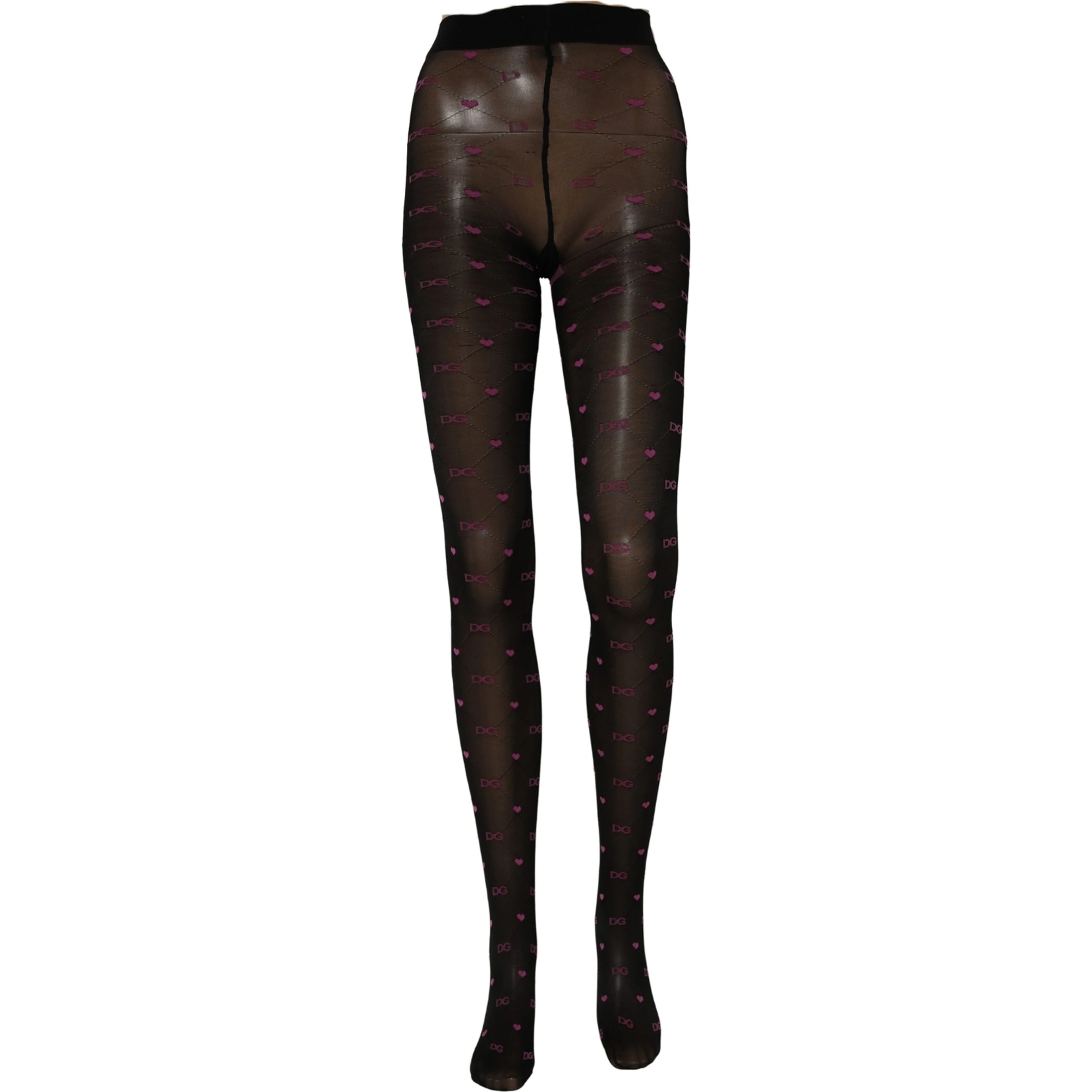 Black Nylon Hearts Tights Stocking Pantyhose Socks
