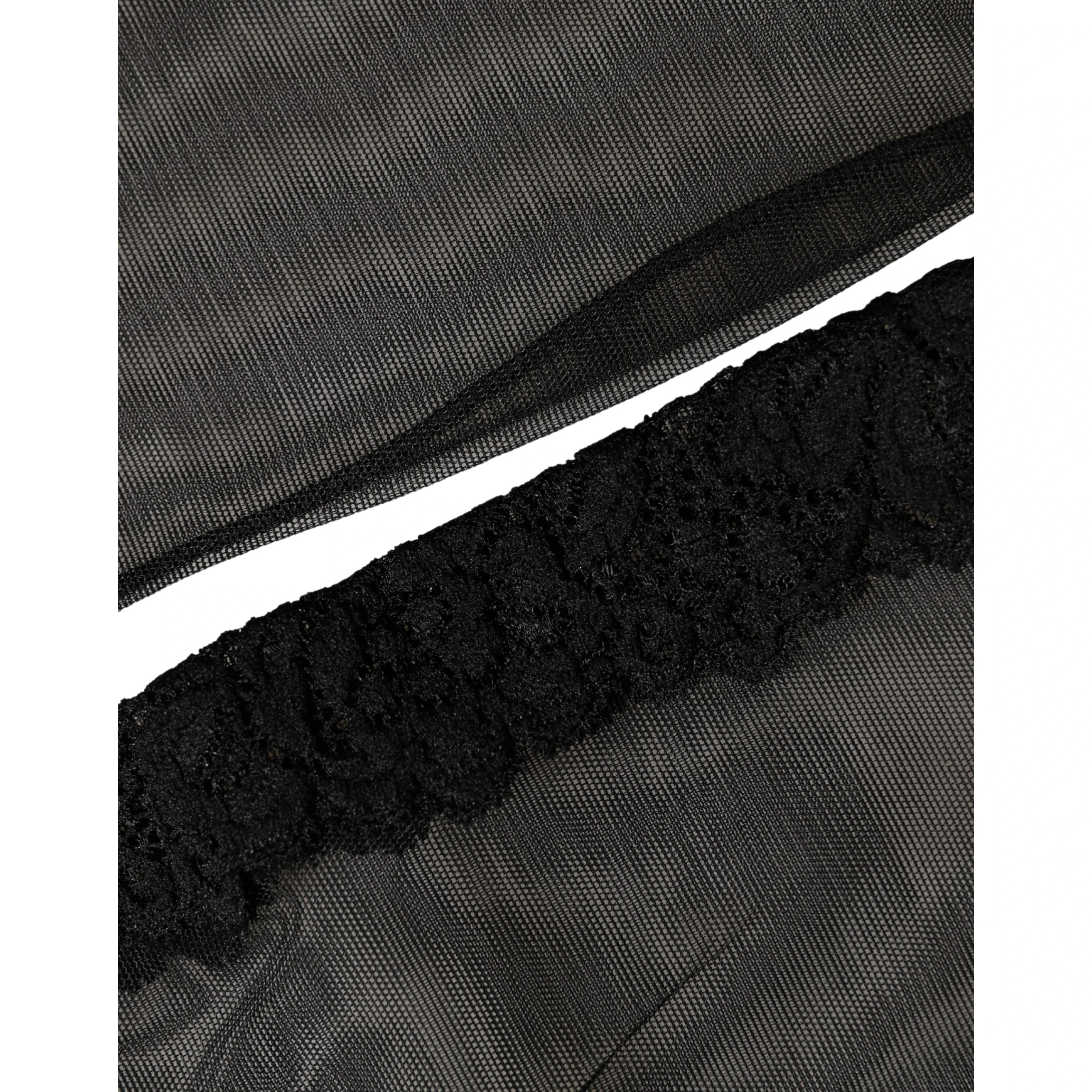 Black Nylon Mesh Sheer Calf Long Accessory Socks