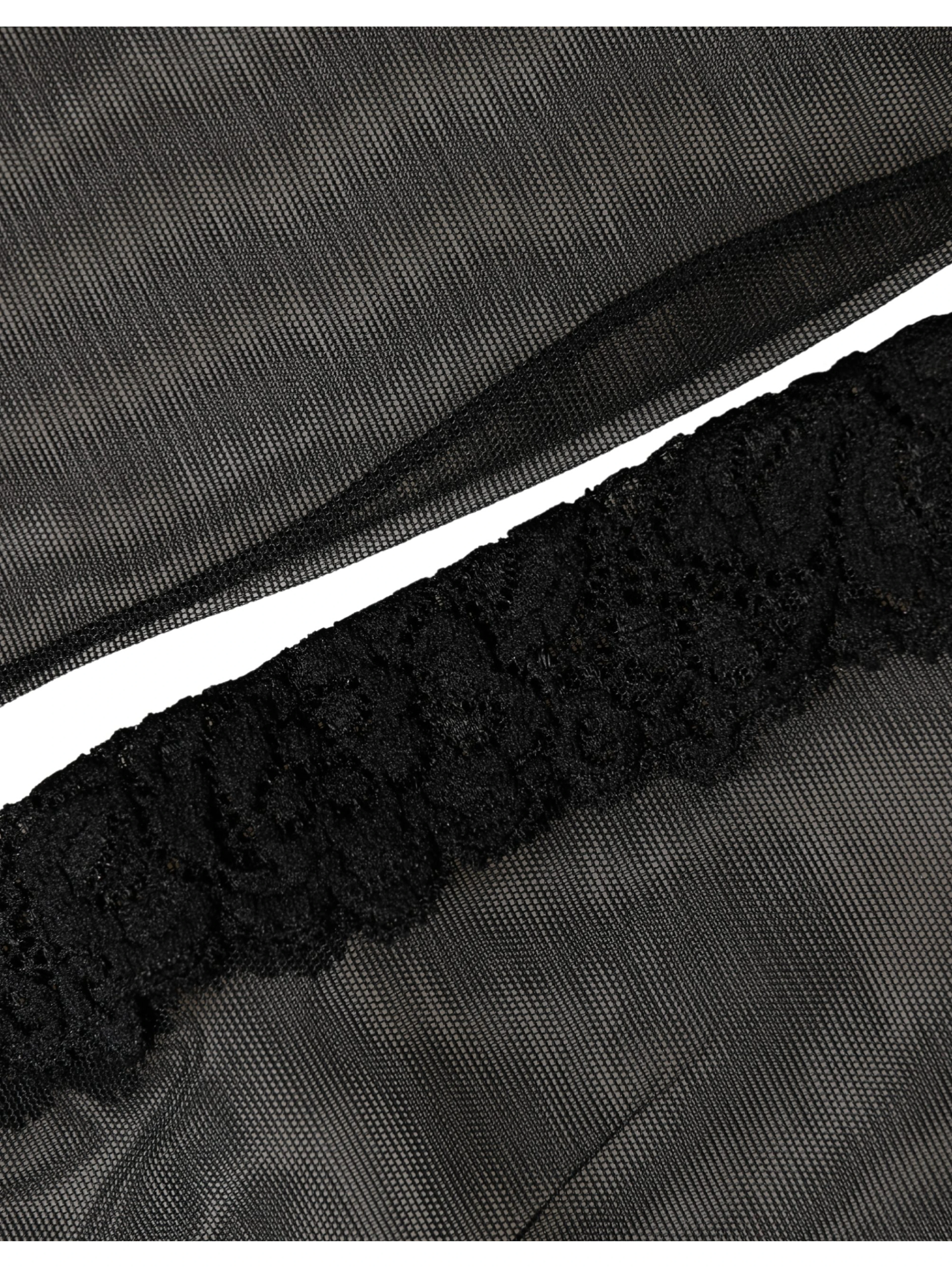 Black Nylon Mesh Sheer Calf Long Accessory Socks