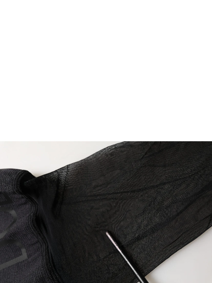 Black Nylon Logo Calf Long Women Accessory Socks