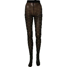 Black Nylon Logo Tights Stocking Pantyhose Socks