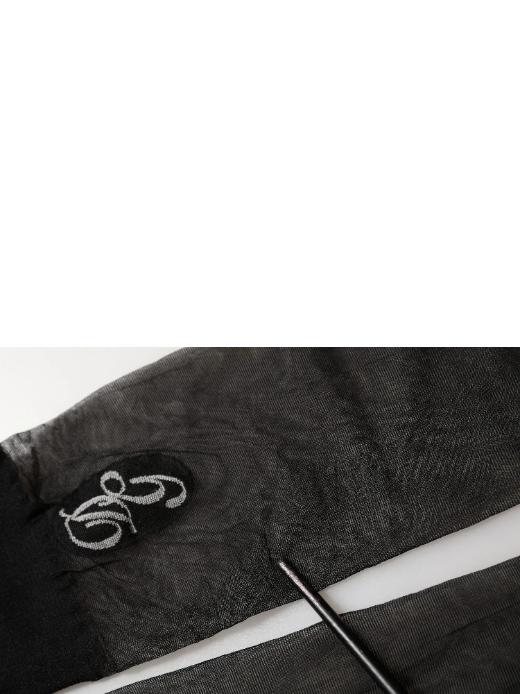 Black Nylon Mesh Sheer Calf Long Accessory Socks