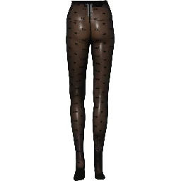 Black Nylon Logo Tights Stocking Pantyhose Socks