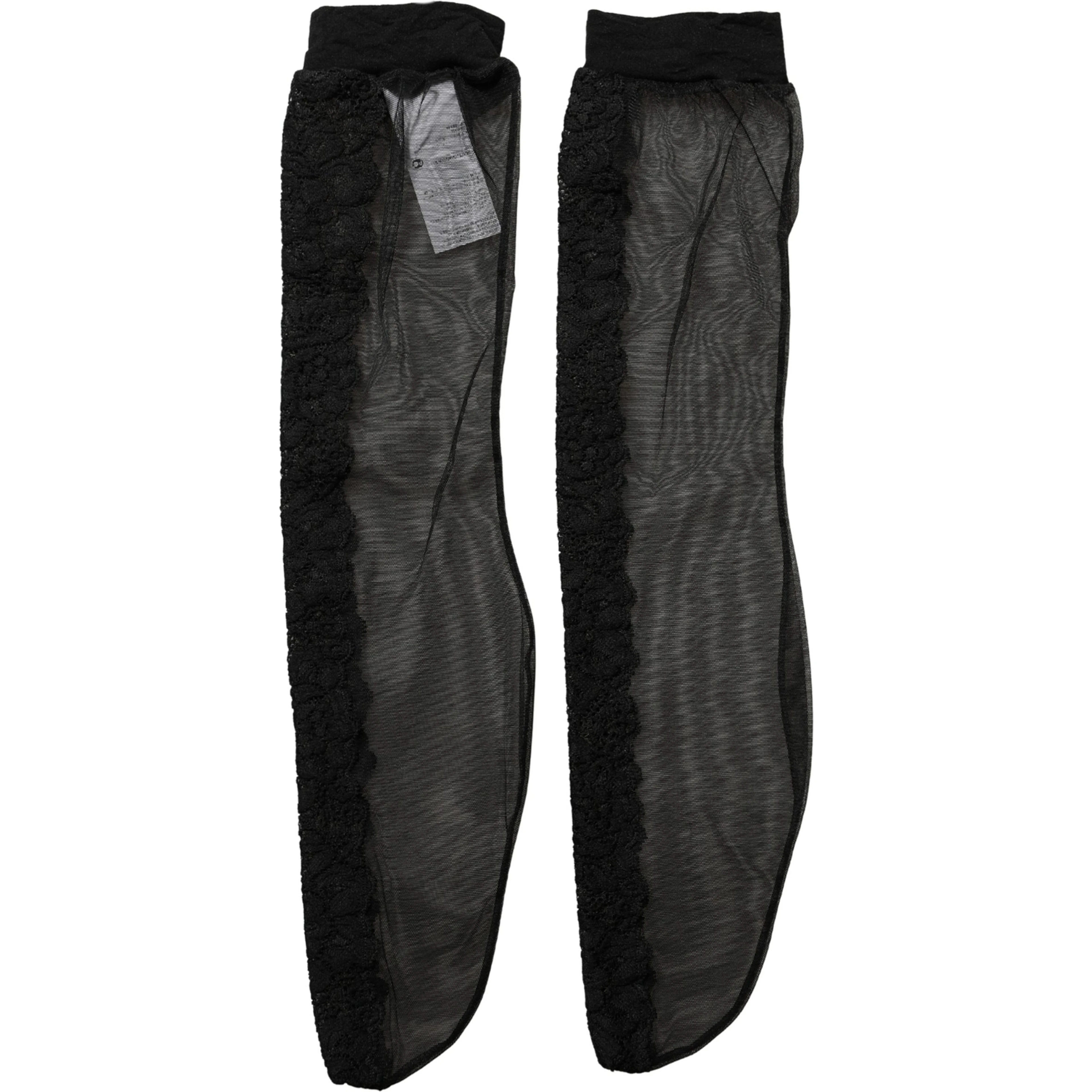 Black Nylon Mesh Sheer Calf Long Accessory Socks