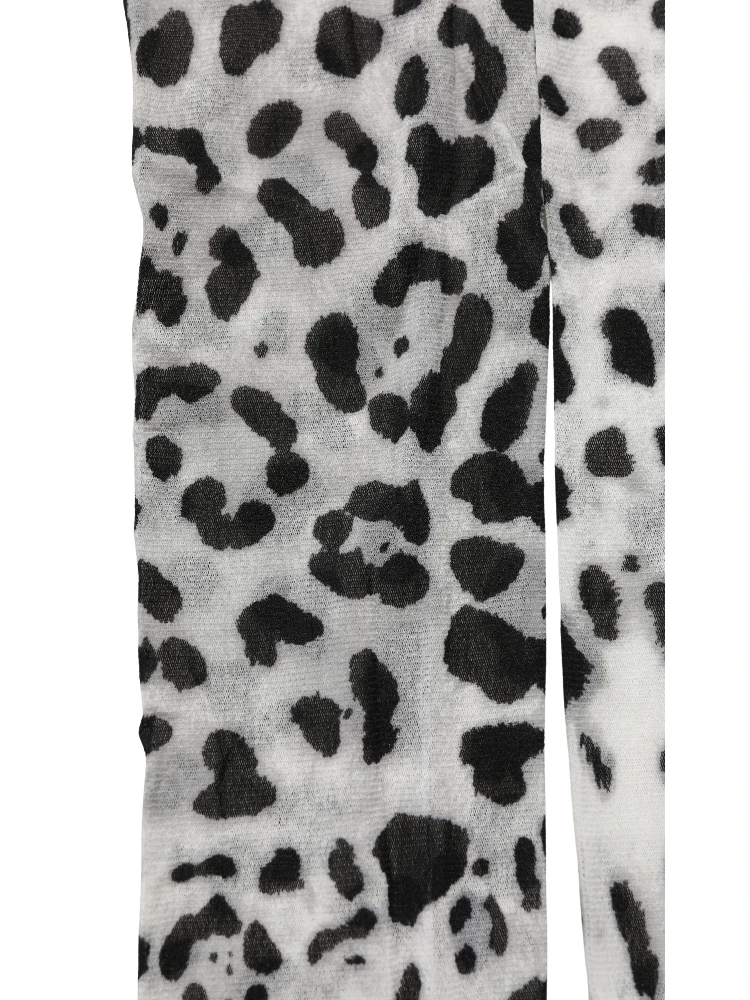 Gray Leopard Nylon Tights Stocking Pantyhose Socks