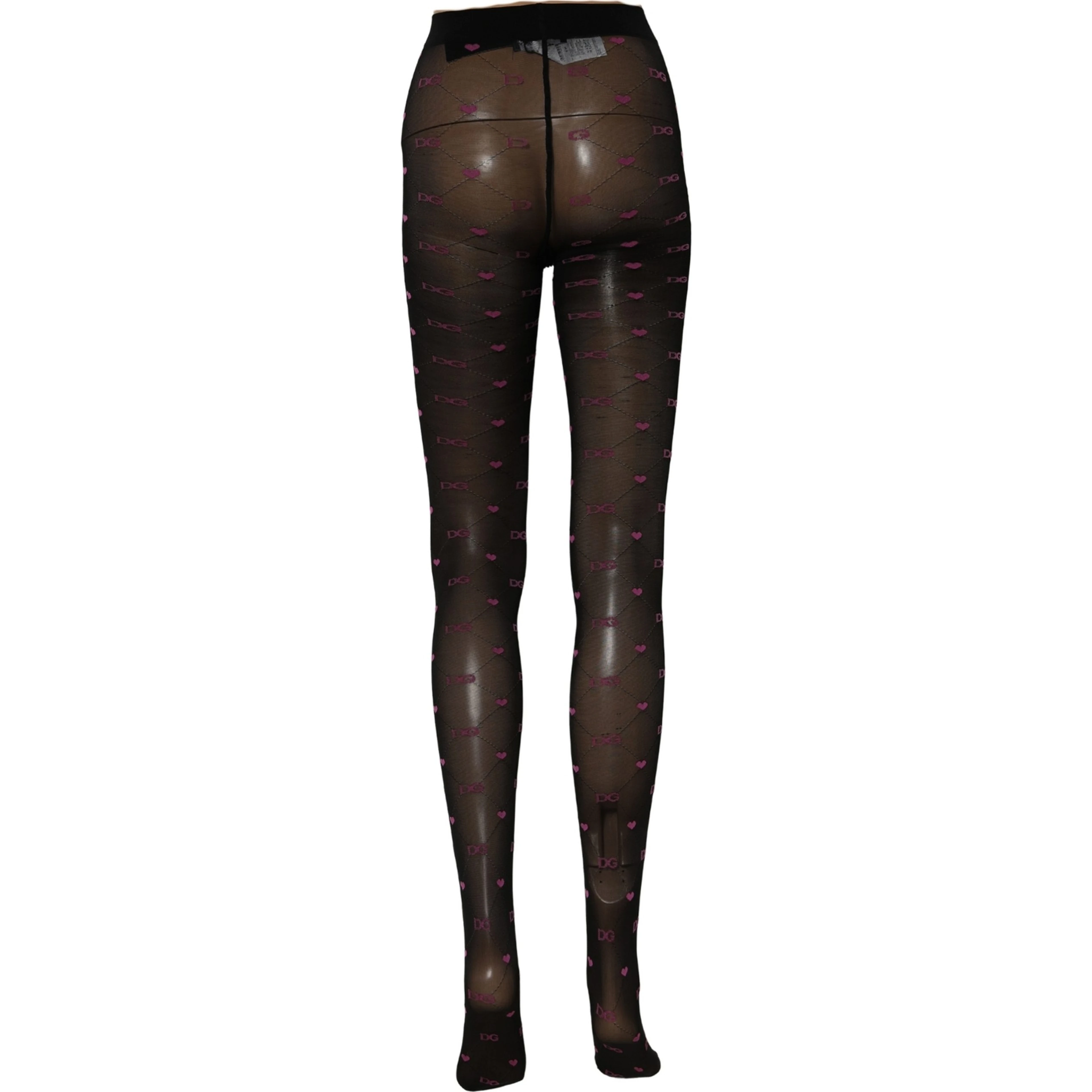 Black Nylon Hearts Tights Stocking Pantyhose Socks