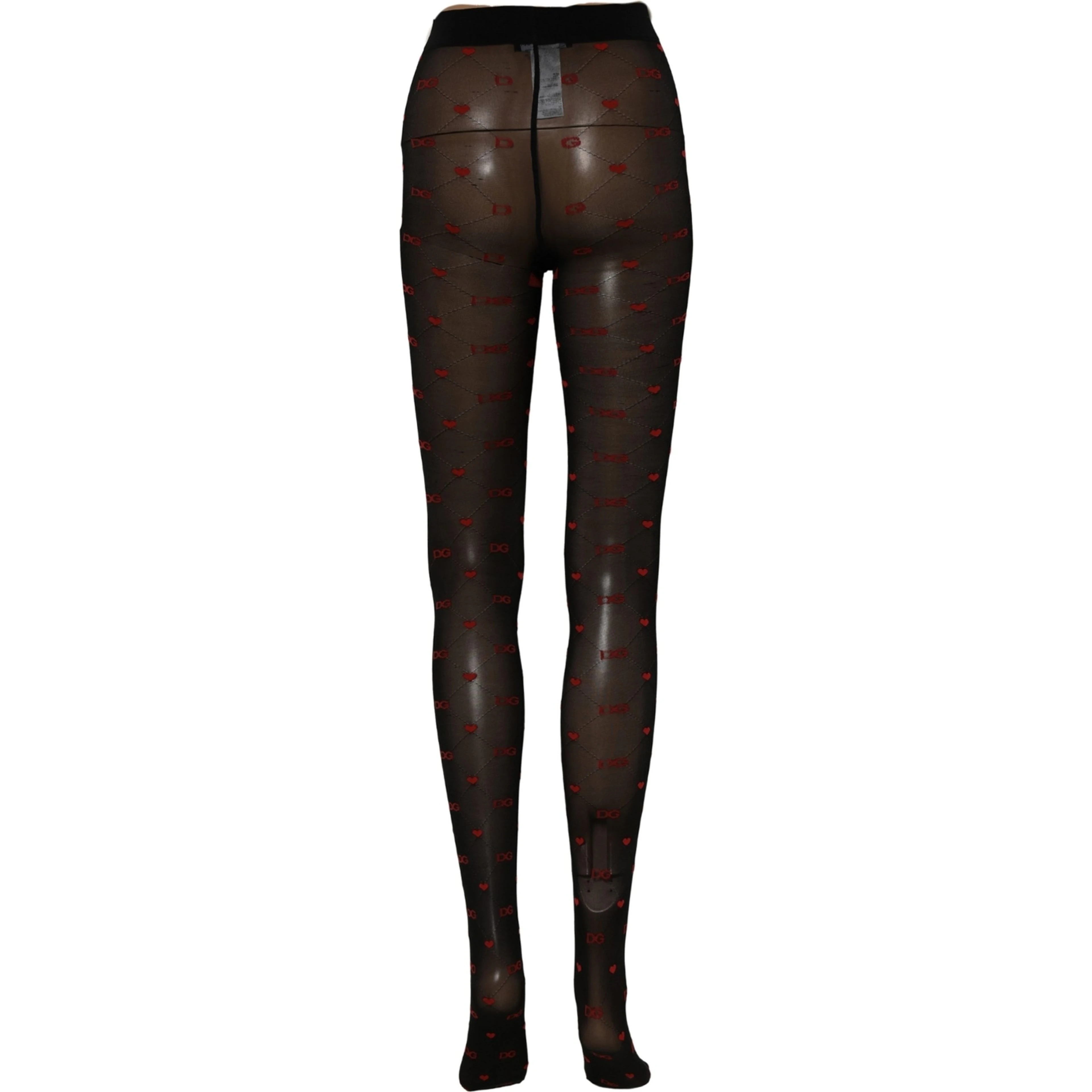 Black Nylon Hearts Tights Stocking Pantyhose Socks
