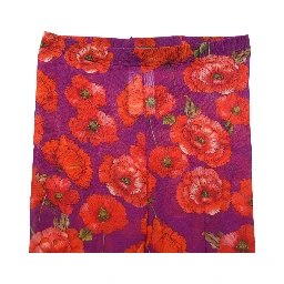 Purple Nylon Floral Print Tights Stockings Socks