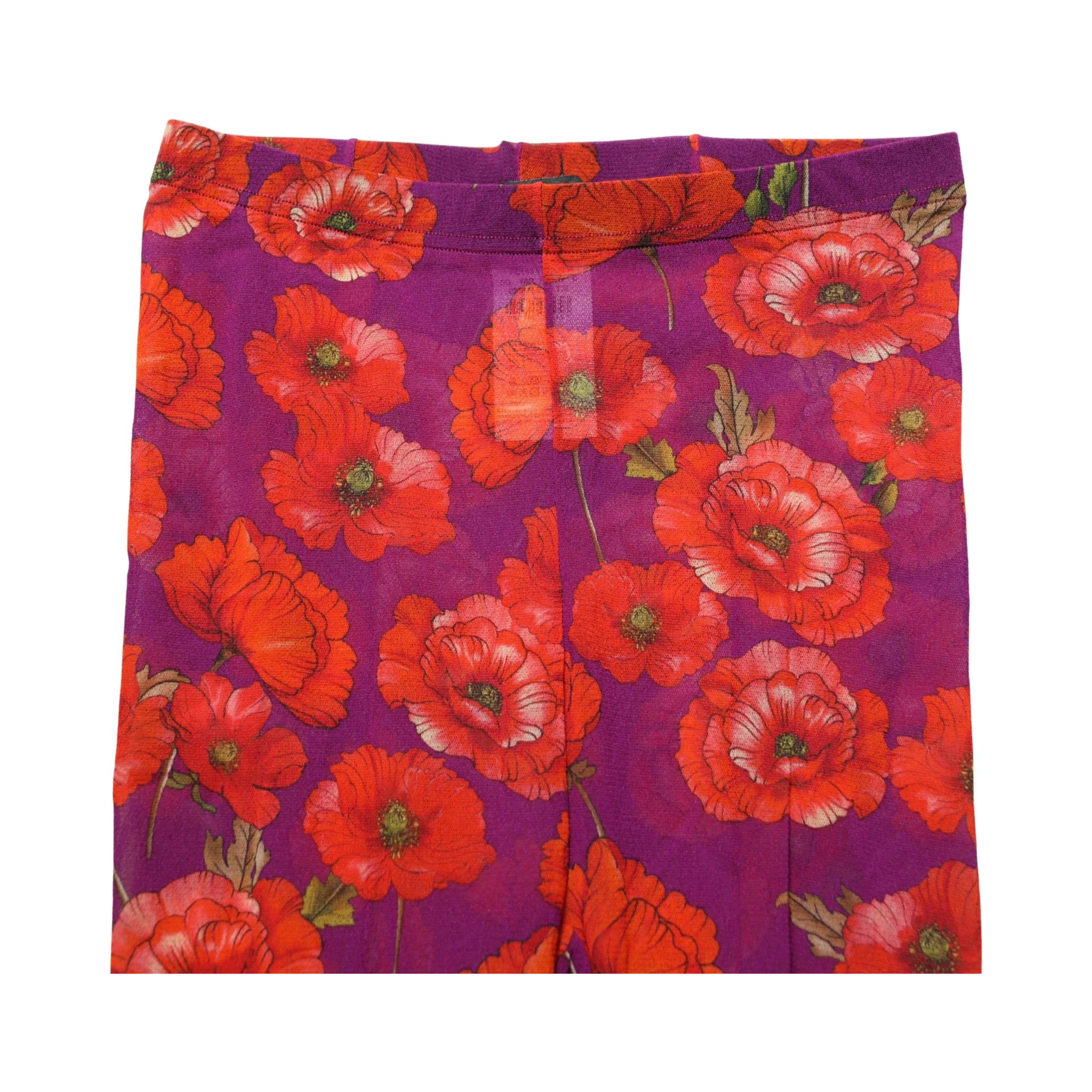 Purple Nylon Floral Print Tights Stockings Socks