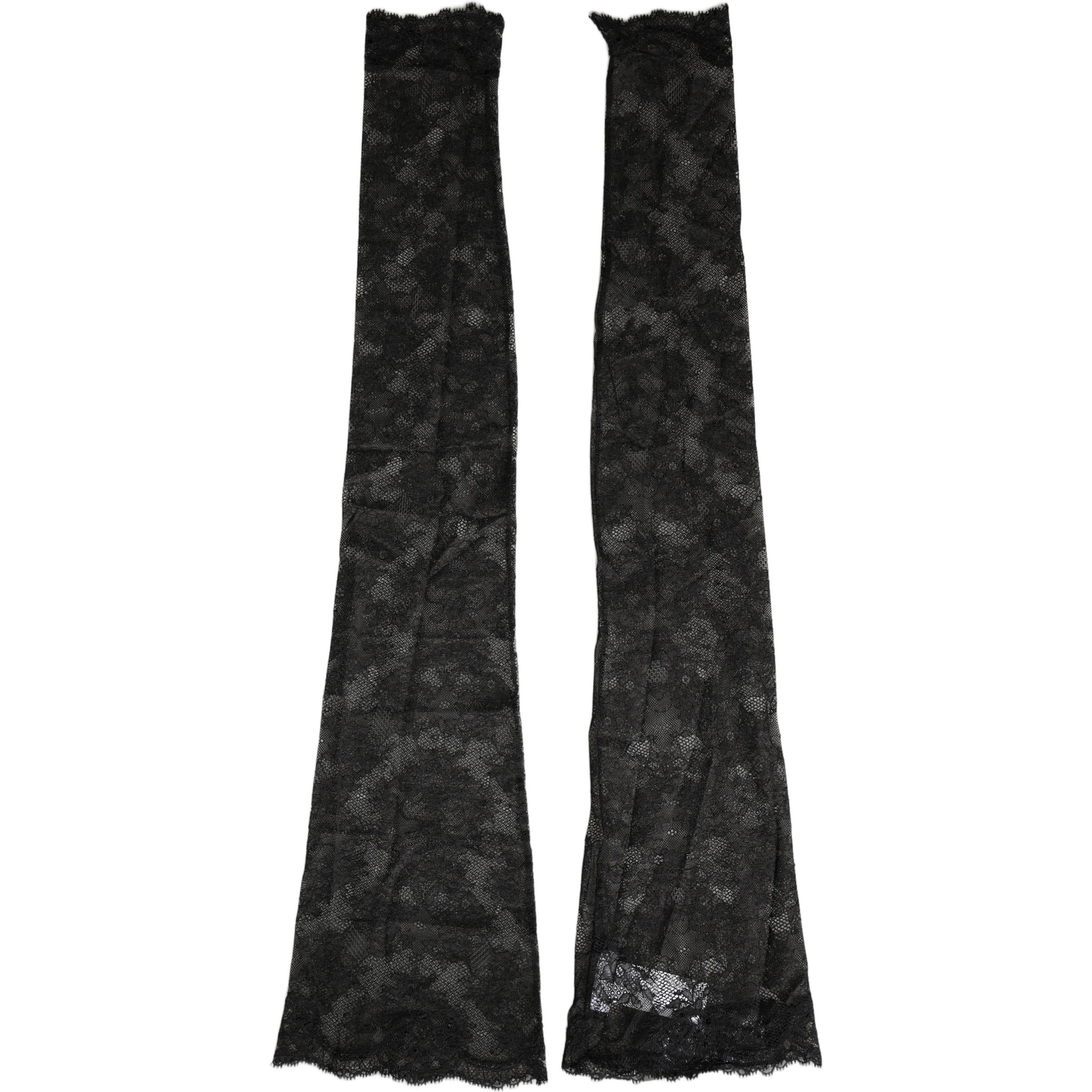 Black Floral Lace Nylon Stretch Knee High Socks