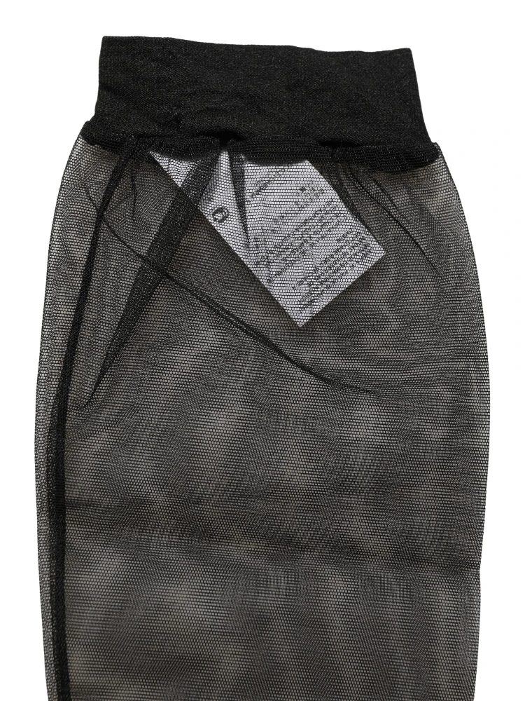 Black Nylon Mesh Sheer Calf Long Accessory Socks