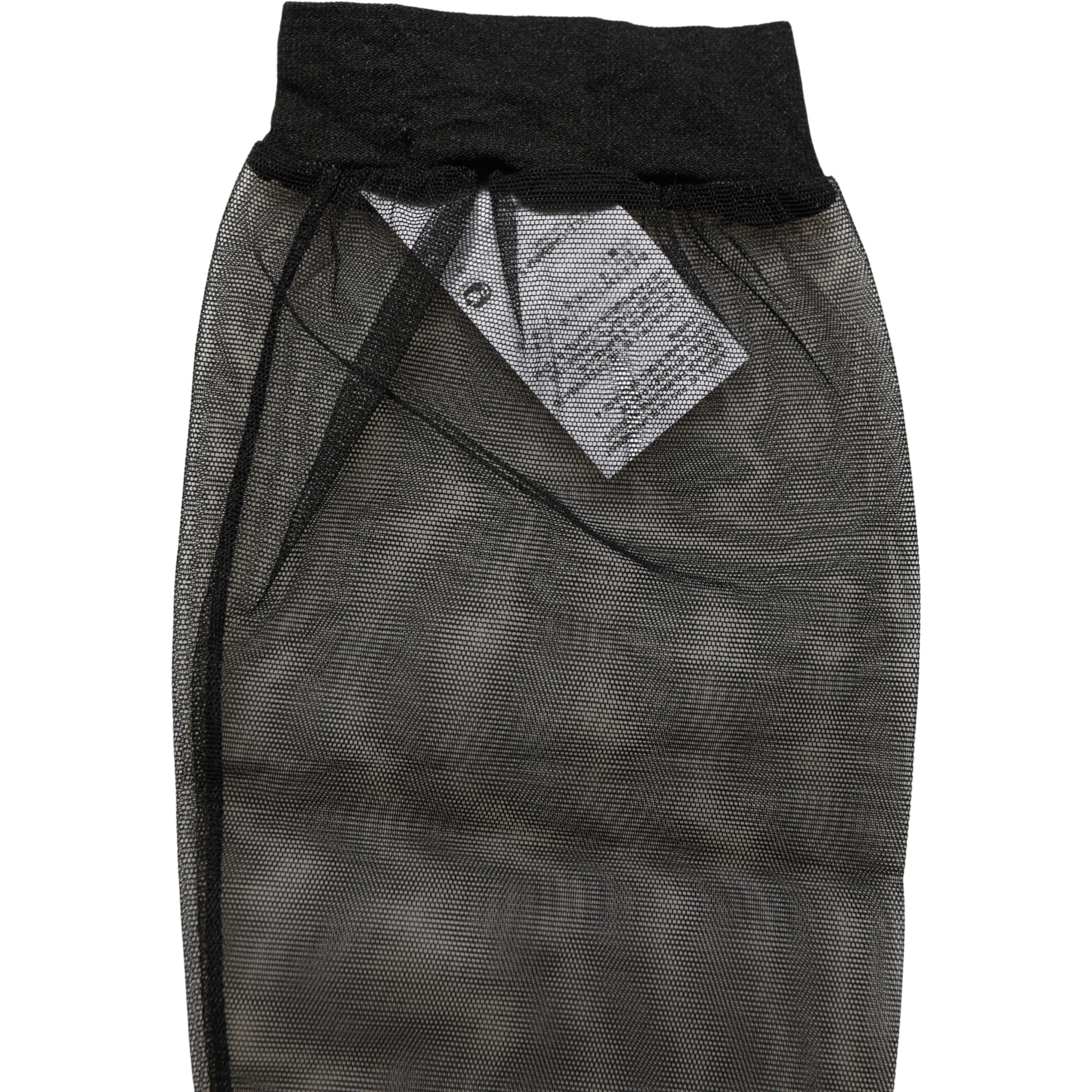 Black Nylon Mesh Sheer Calf Long Accessory Socks