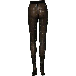 Black Nylon Logo Tights Stocking Pantyhose Socks