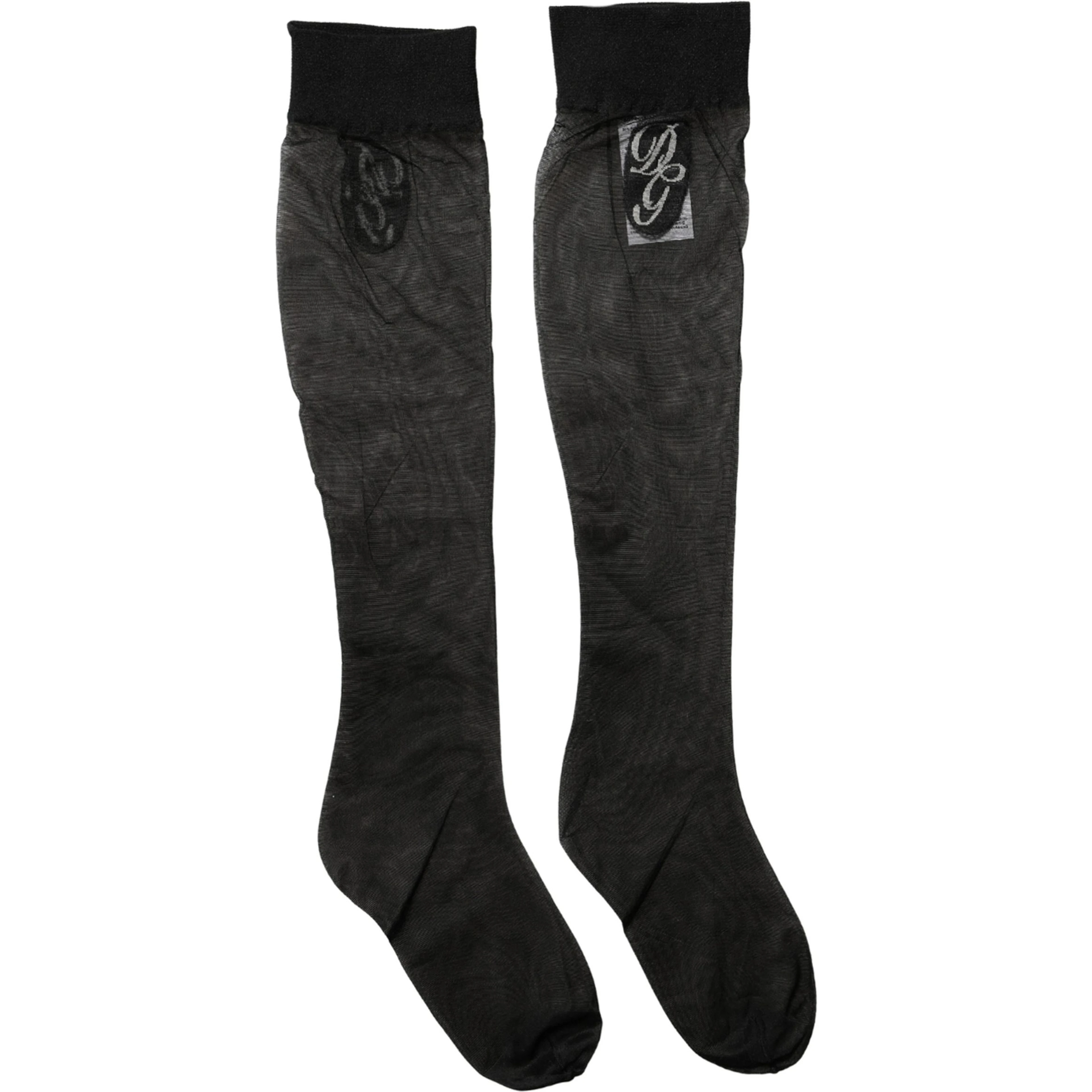Black Nylon Mesh Sheer Calf Long Accessory Socks