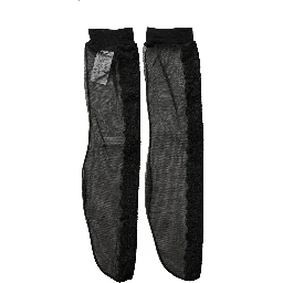 Black Nylon Mesh Sheer Calf Long Accessory Socks