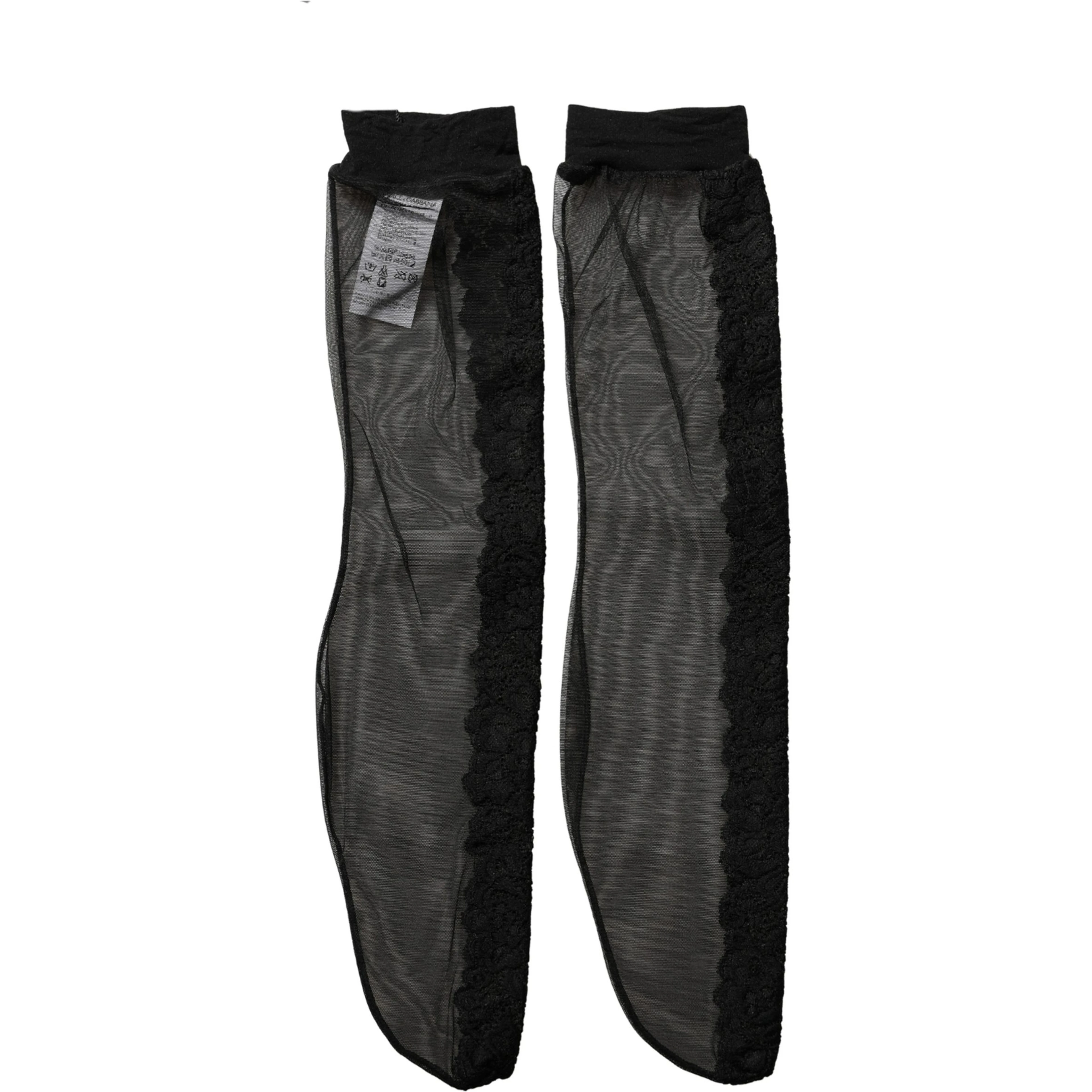 Black Nylon Mesh Sheer Calf Long Accessory Socks