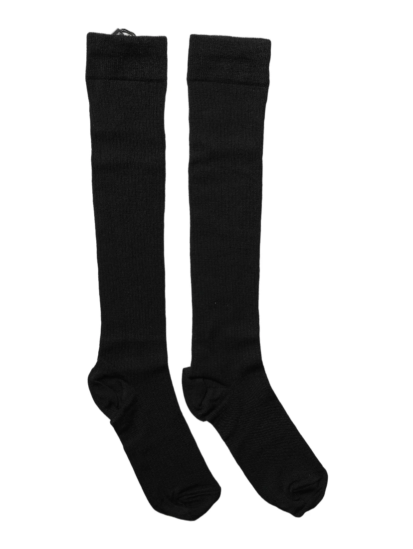 Black Wool Knit Calf Long Women Accessory Socks