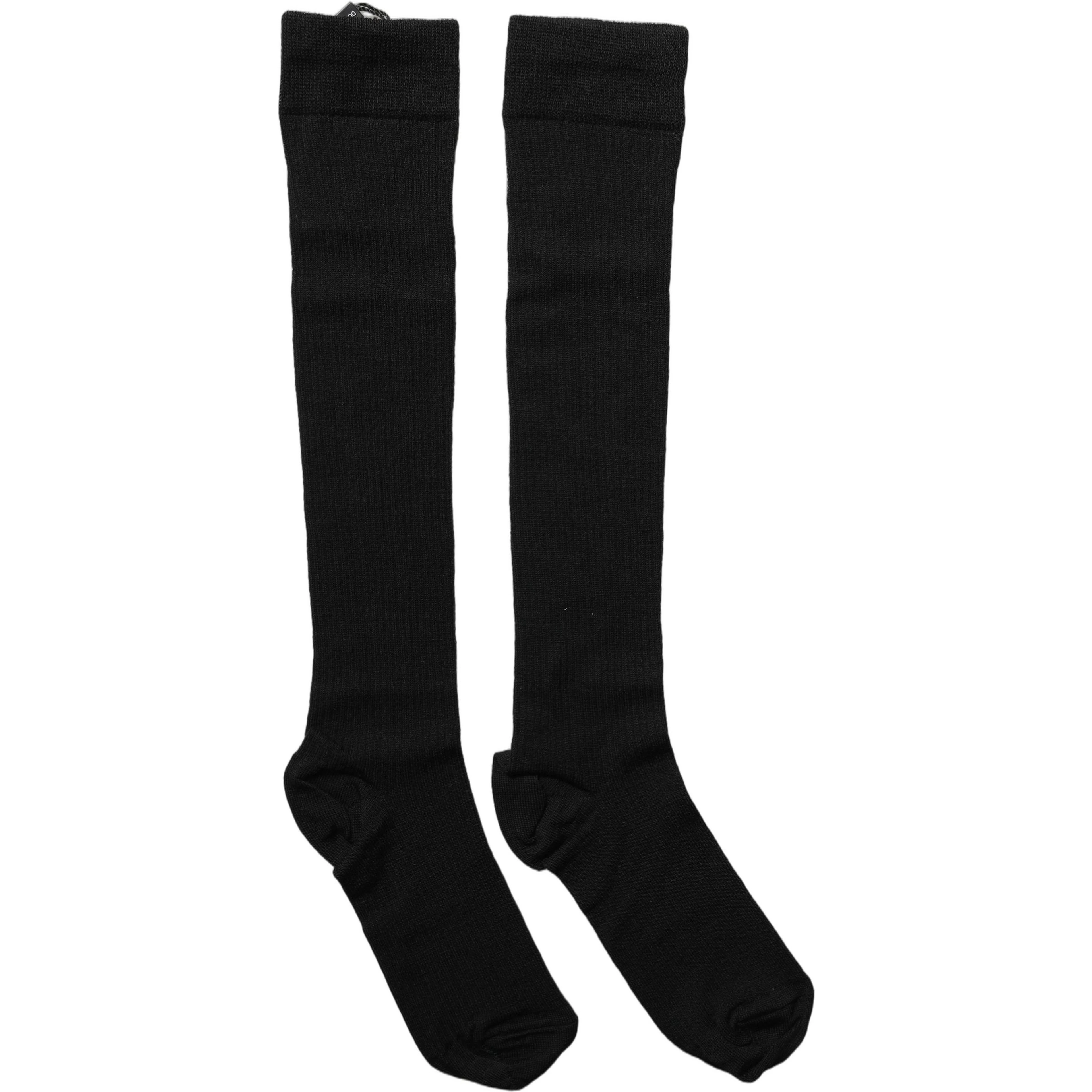 Black Wool Knit Calf Long Women Accessory Socks