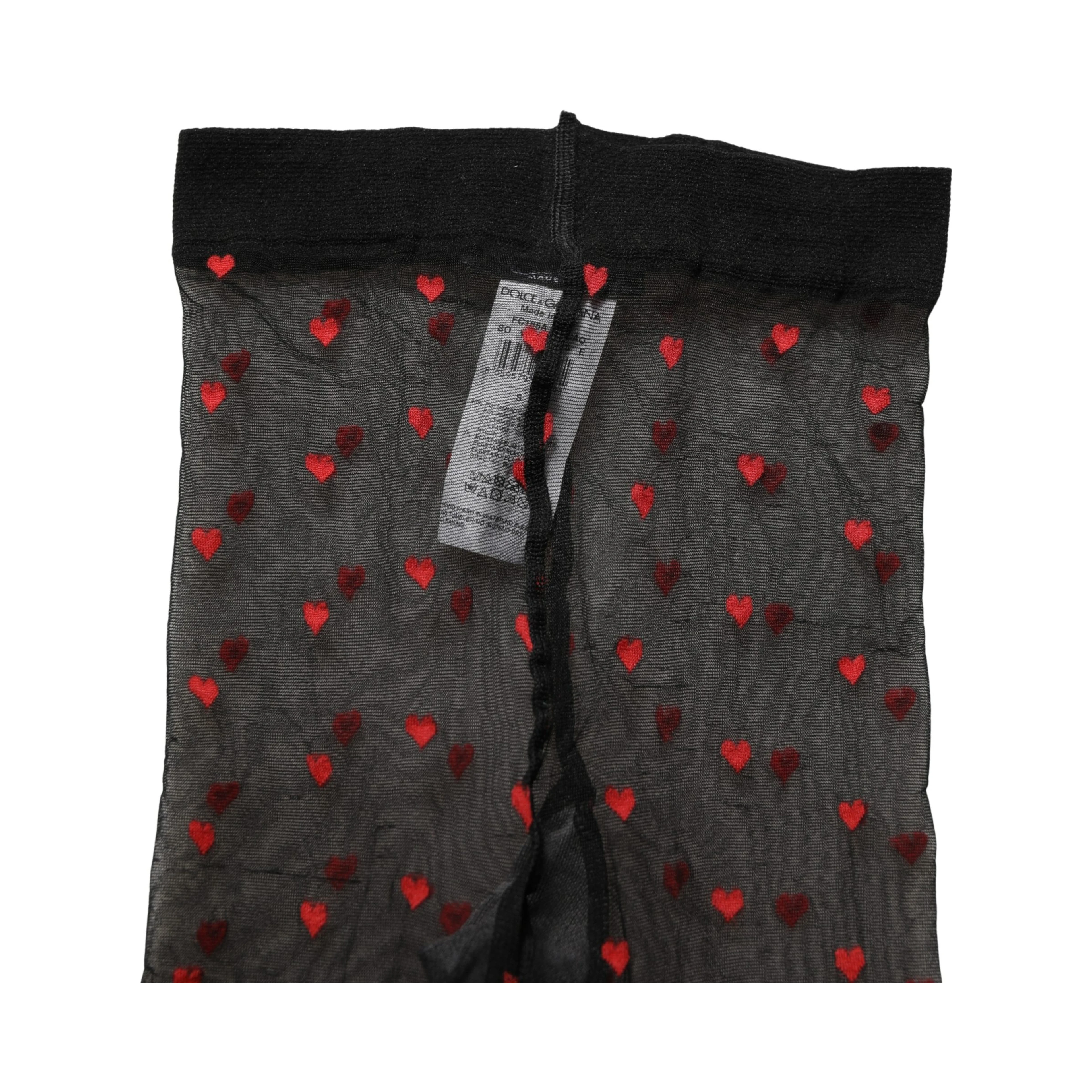 Black Nylon Hearts Tights Stocking Pantyhose Socks