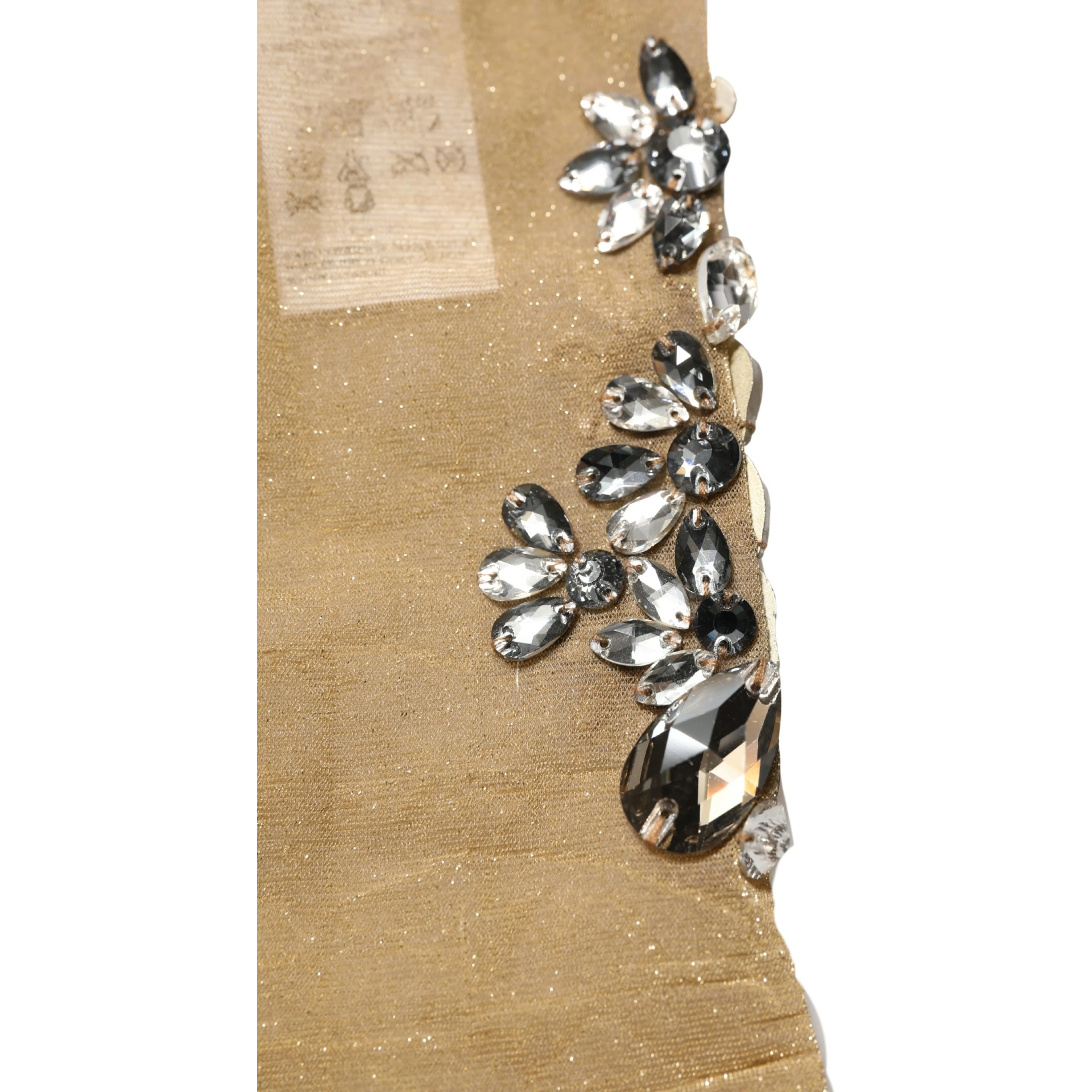 Brown Stretch Floral Clear Crystal Stockings Socks