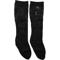 Black Floral Lace Nylon Stretch Stockings Socks