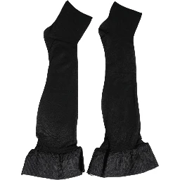 Black Nylon Logo Calf Long Women Accessory Socks