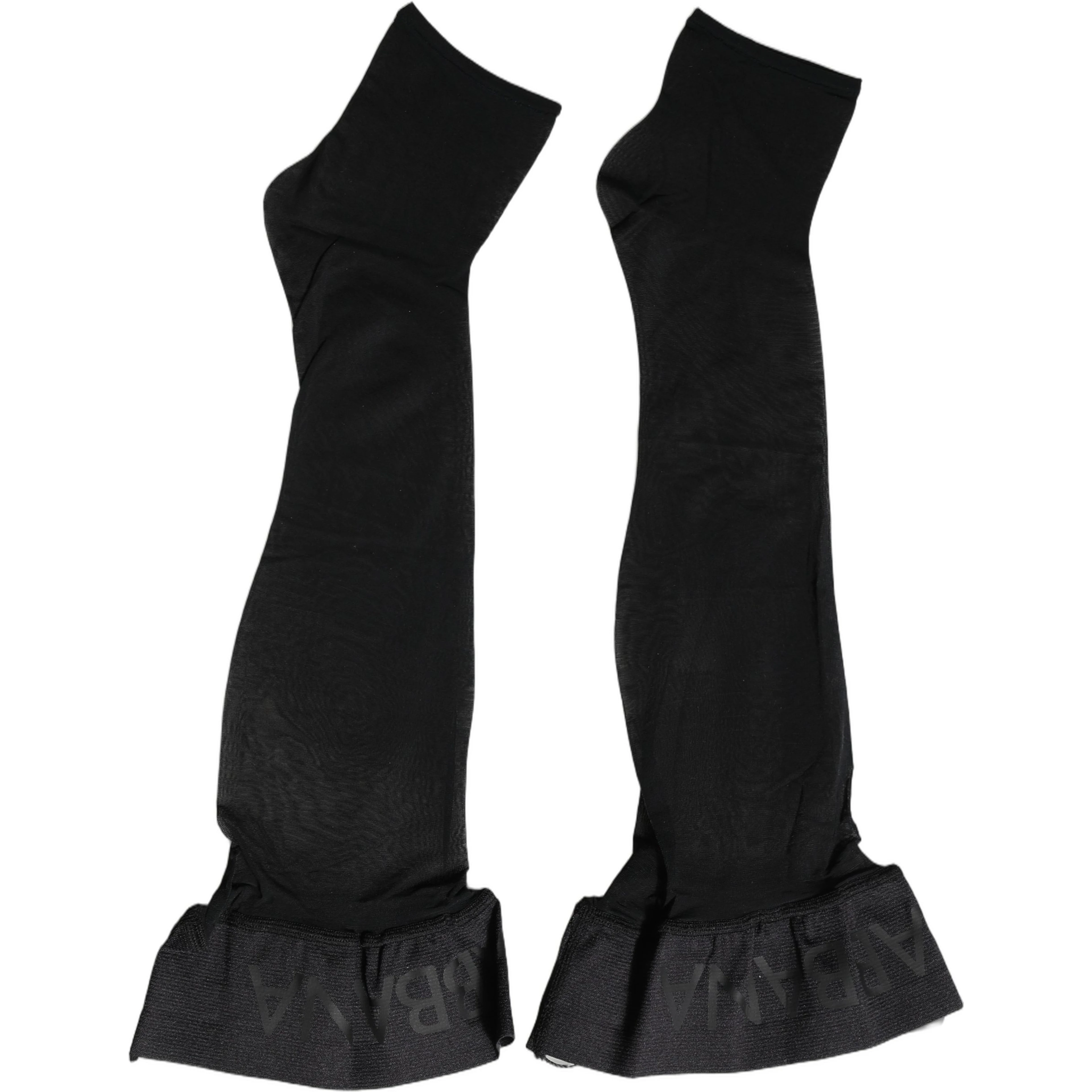 Black Nylon Logo Calf Long Women Accessory Socks