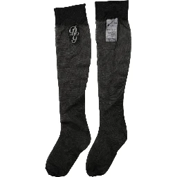 Black Nylon Mesh Sheer Calf Long Accessory Socks