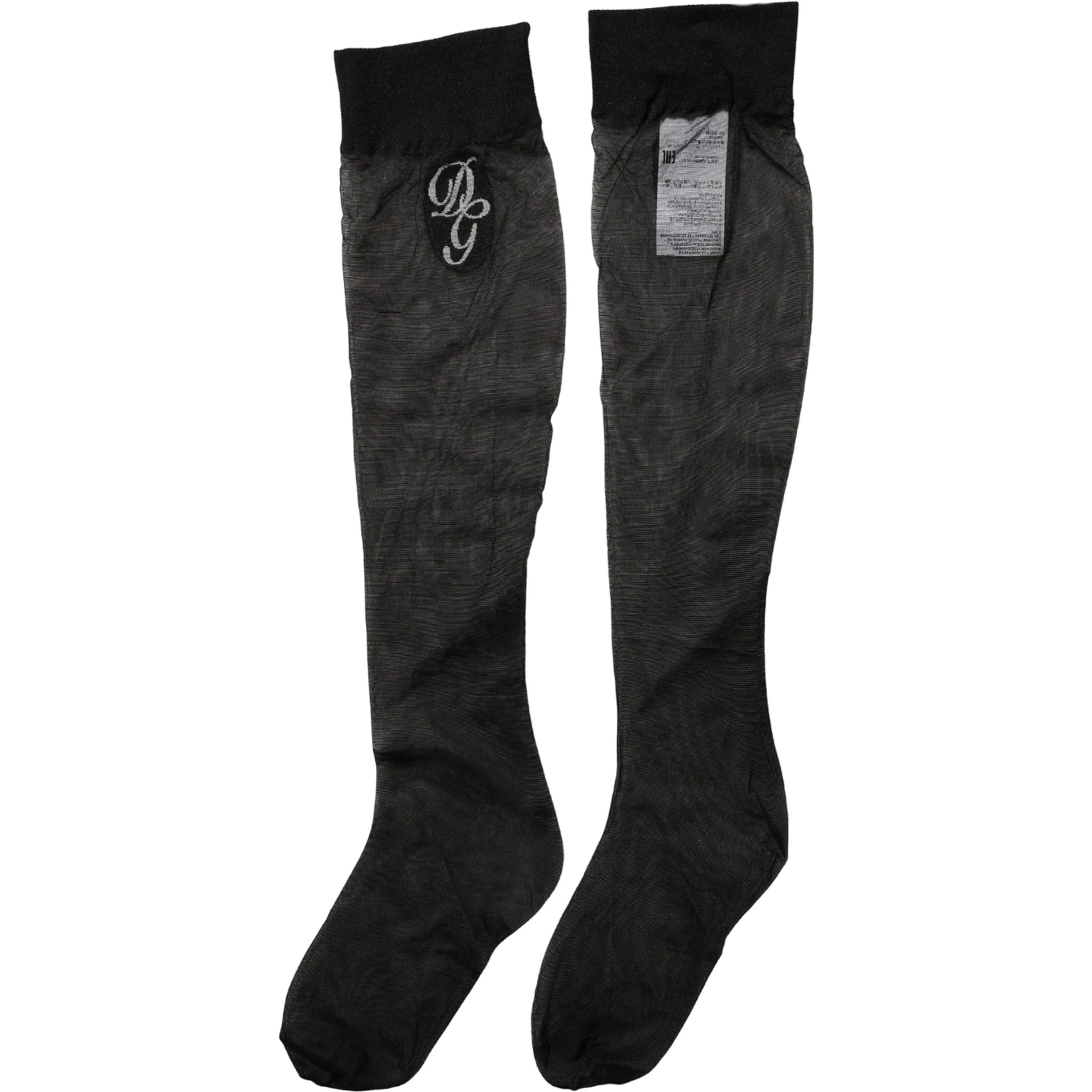 Black Nylon Mesh Sheer Calf Long Accessory Socks