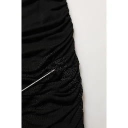 Black Viscose Mid Waist A-line Mini Skirt