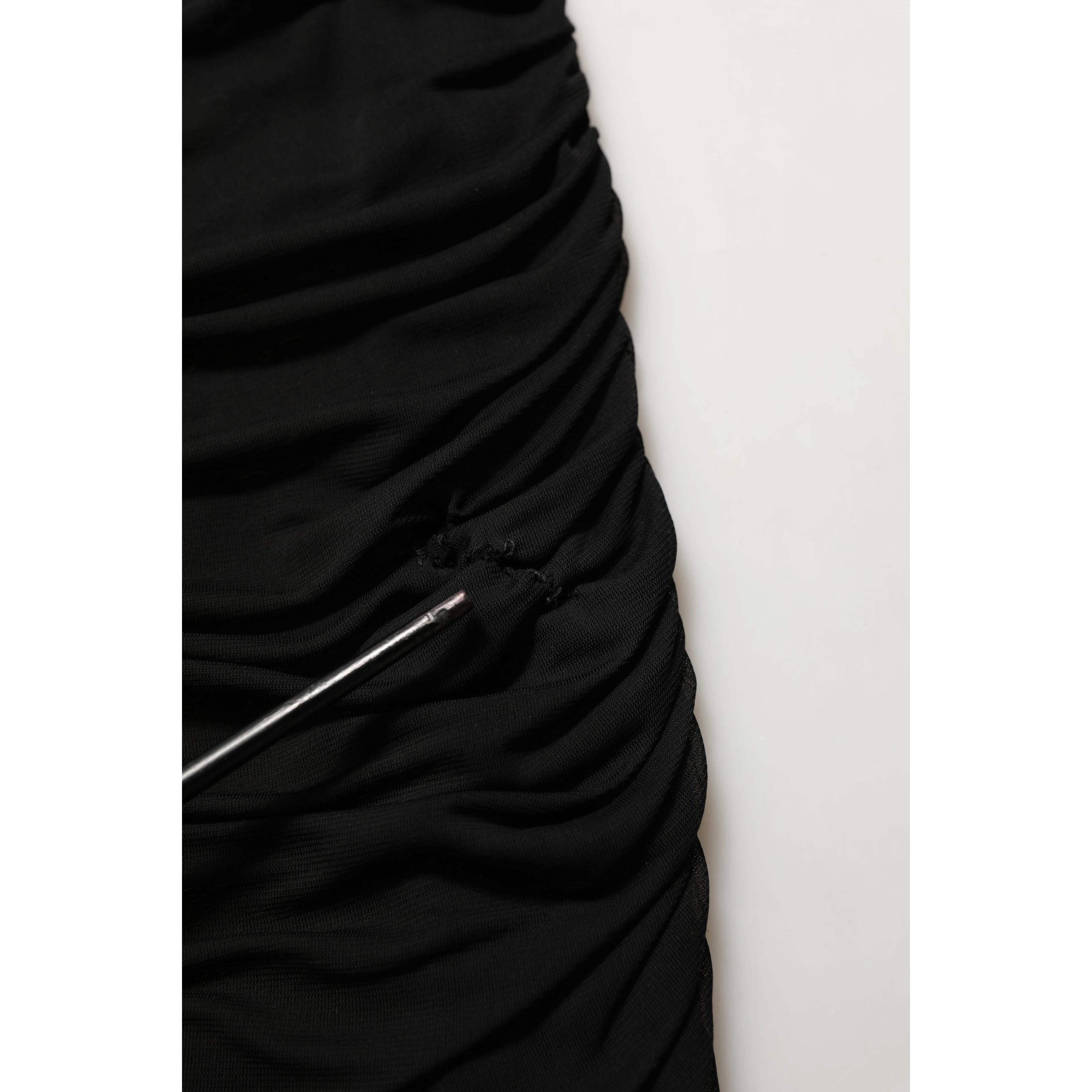 Black Viscose Mid Waist A-line Mini Skirt